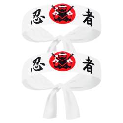 PRETYZOOM 2 Stück Japanisches Sushi-Koch-Hachimaki-Karate-Stirnband Weißes Sushi-Koch-Bandana Bushido-Haarband Hut Für Karate Sport Kochen Küche Kostümversorgung – Ninja von PRETYZOOM