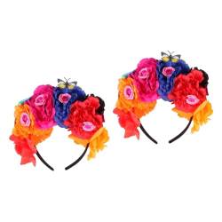 PRETYZOOM 2St Halloween Pfingstrose Schmetterling Headwear Stirnband mexikanische Rosenblütenkrone gotisches Stirnband Haarschmuck für Damen Haarschmuck für modische Stirnbänder Mode von PRETYZOOM