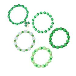 PRETYZOOM 5St Klee-Armband Valentinstag-Perlenarmband Armbänder zum St. Patricks Day elegant geschenke für den jahrestag Perlen für Armbänder Handgelenkkettenschmuck Armreif von PRETYZOOM