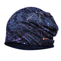 PRETYZOOM Chemo Hut Krebspatienten Schlafen Nachtmütze Hut Baumwolle Haar Turban Mütze Nacht Kopfbedeckung Haarausfall Hut für Frauen (Blau) von PRETYZOOM