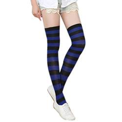 PRETYZOOM Gestreifte Strümpfe über Kniestrümpfen Anime-Socken über Kniesocken Blau Schwarz von PRETYZOOM