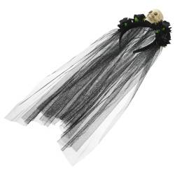 PRETYZOOM Hochzeitsschleier-stirnband Halloween Haarschmuck Brautblumenkrone Gothic Schleier Kopfschmuck Blumen-tiara Halloween Blumenform Haarband Gothic Kopfschmuck Haarnadel Skelett Stoff von PRETYZOOM