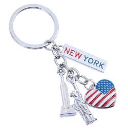 PRETYZOOM Liebe New York Schlüsselbund Statue of Liberty Schlüsselbund Vereinigten Staaten Flagge Schlüssel Ring für Nationalen Tag Rucksack Hause Auto Schlüssel Dekoration (1Pc) von PRETYZOOM