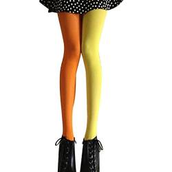 PRETYZOOM Orange Gelbe Frauen Strumpfhose in Voller Länge Zwei Getönten Strumpfhosen Kostüm Legging Strumpfhose Freie Größe Zwei Farben Damen Party Legging Strümpfe von PRETYZOOM