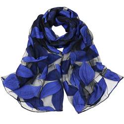 PRETYZOOM Organza Schal Lange Schal Wrap Schal Strand Sommer Accessoires Schal Blätter Muster für Frauen Blau von PRETYZOOM