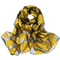 PRETYZOOM Organza Schal Lange Schal Wrap Schal Strand Sommer Accessoires Schal Blätter Muster für Frauen Gelb von PRETYZOOM