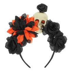 PRETYZOOM Totenkopf-stirnband Tag Der Toten Blumenkrone Halloween-kopfschmuck Cosplay-kopfschmuck Tag Der Toten Kopfbedeckung Gothic Halloween-blumenkrone Dekor Stirnband Kürbis Stoff Haar von PRETYZOOM