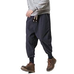 PRIJOUHE Herren Jogginghose, Jogginghose, niedriger Schritt, schmale Passform, Haremshose, Hip-Hop-Hose - - Klein von PRIJOUHE