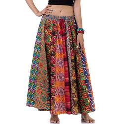 Langer Damen Hippie Batik Patchwork Gypsy Zigeuner Rock Mehrfarbig von PRINCESS OF ASIA