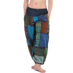 Orientalische Jeans Haremshose Aladinhose Chillerhose Patchwork Thai Hippie Hose Spirit of Buddha (Einheitsgröße, Türkis) von PRINCESS OF ASIA