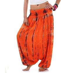 PRINCESS OF ASIA Batik Hippie Hose Haremshose Aladinhose Pumphose für Damen & Herren 36 38 40 42 (Einheitsgröße, Orange2) von PRINCESS OF ASIA