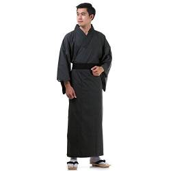 PRINCESS OF ASIA Exklusiver & hochwertiger japanischer Herren Samurai Yukata Kimono aus Baumwolle mit Punkt Muster M L XL (Einheitsgröße, Schwarz) von PRINCESS OF ASIA