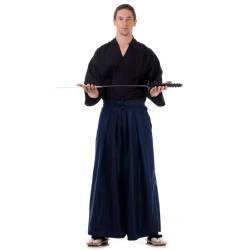 PRINCESS OF ASIA Japan Samurai Iaido Outfit Set Kendo Gi Kimono & Hakama Hose (Blaugrau & Schwarz) von PRINCESS OF ASIA