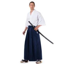 PRINCESS OF ASIA Japan Samurai Iaido Outfit Set Kendo Gi Kimono & Hakama Hose (Blaugrau & Weiß) von PRINCESS OF ASIA