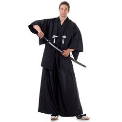 PRINCESS OF ASIA Japan Samurai Set Kimono Kostüm Hakama Hosenrock + Kendo Gi+ Haori M L XL (Einheitsgröße, Schwarz & Schwarz) von PRINCESS OF ASIA