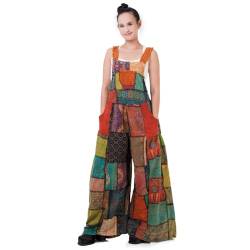 PRINCESS OF ASIA Patchwork Jeans Overall Jumpsuit Jumper Hippie Hose Latzhose für Damen (DE/NL/SE/PL, Alphanumerisch, Einheitsgröße, Regular, Regular, Orange) von PRINCESS OF ASIA