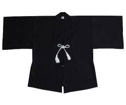 PRINCESS OF ASIA Traditionelle Japanische Samurai Haori Kimono Jacke Baumwolle M L XL (Schwarz, Einheitsgröße) von PRINCESS OF ASIA