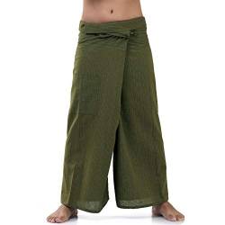 PRINCESS OF ASIA Vegan & Fair - Thai Fisherman Pants Wickelhose Fischerhose Yoga Chiller Hose mit Nadelstreifen (Einheitsgröße, Grün) von PRINCESS OF ASIA