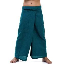 PRINCESS OF ASIA Vegan & Fair - Thai Fisherman Pants Wickelhose Fischerhose Yoga Chiller Hose mit Nadelstreifen (Einheitsgröße, Türkis) von PRINCESS OF ASIA