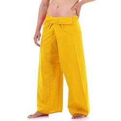 PRINCESS OF ASIA Vegan & Fair - Thai Fisherman Pants Wickelhose Kung Fu Karate Yoga Hose (Einheitsgröße, Gelb) von PRINCESS OF ASIA