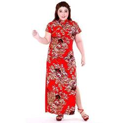 Traditionelles China Qipao Asia Kleid Elegant Plus Size (Einheitsgröße, Rot) von PRINCESS OF ASIA