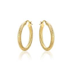 14 Karat 585 Gold Creolen Diamantiert Italienisch Ohrringe Gelbgold (25) von PRINS JEWELS