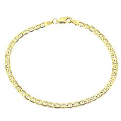 Armband 14 Karat / 585 Gold Italienisch Flach Mariner Gelbgold Armkette Breite 3.10 mm (19) von PRINS JEWELS