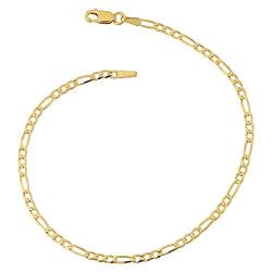 Armband 14 Karat 585 Gold Italienisch Figaro Gelbgold Armkette Breite 3 mm (18) von PRINS JEWELS