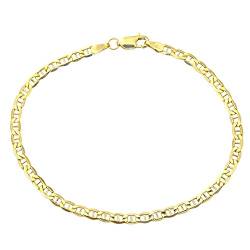 Armband 18 Karat 750 Gold Italienisch Flach Mariner Gelbgold Armkette Breite 3 mm (19) von PRINS JEWELS