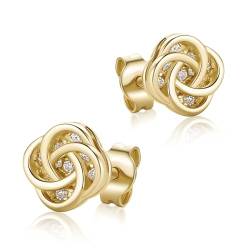 Flache Ohrstecker 14 Karat Kleine Blume Ohrringe Aus 585 Gelbgold von PRINS JEWELS