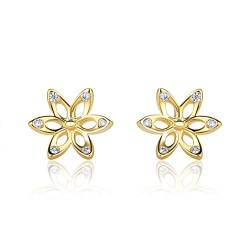 Ohrstecker 14 Karat Kleine Blumen Ohrringe Aus 585 Gelbgold Mit Zirkonia von PRINS JEWELS