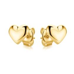 Zarte Liebe Herz 14 Karat 585 Gelbgold Ohrstecker Kleine Ohrringe für Damen & Kinder von PRINS JEWELS