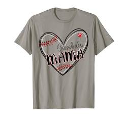 Baseball Herz Lustig Baseball Mama Muttertag T-Shirt von PRINTGUD