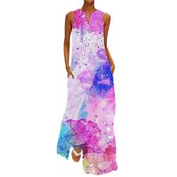 PRIOKNIKO Kleider Space Galaxy Print Elegantes Strand Party Maxi Ärmelloses Kleid, Loses Tank Kleid 14,XL von PRIOKNIKO