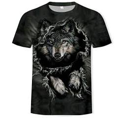 PRIOKNIKO Tshirts Männer Metal Wolf 3D-Digitaldruck Mit Rundhalsausschnitt Und Lockeren Kurzen Ärmeln,Y-21,S von PRIOKNIKO