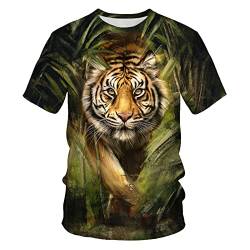 T Shirt Herren Lion Tiger 3D-Digitaldruck Rundhals Kurzarm,Dd-10,L von PRIOKNIKO