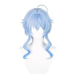 PRIOUTZ Blue Wig for Genshin Impact Ganyu Cosplay Long Wavy Anime Party Wigs with Bun von PRIOUTZ