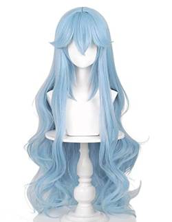PRIOUTZ Für Rei Ayanami Cosplay Perücke Damen Lange Blau Halloween Anime Haar mit Pony Perückenkappe von PRIOUTZ