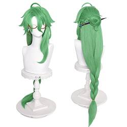 PRIOUTZ Green Braid Wig for Baizhu Genshin Impact Cosplay Anime Party Wigs with Bun von PRIOUTZ