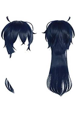 PRIOUTZ Vanitas Cosplay-Perücke für Erwachsene, lang, gewellt, bläulich-schwarzes Haar, mit Pony und Perückenkappe von PRIOUTZ
