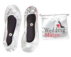 Damen Schuhe zum Aufrollen mit Tragetasche für Hochzeiten, Ausgehen und Rennen, silber, 36/37 EU von PRO 11 WELLBEING