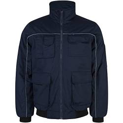 PRO FIT Profi Arbeitsjacke – Extra warme Jacke, Multitaschen & Hoher Kragen, Multifunktionale Arbeiterjacke mit Reflexstreifen, Unisex - Gr. XL, Navy von PRO FIT