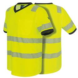 PRO FIT Warnschutz T-Shirt – Atmungsaktiv, Arbeits-Shirt, Allergiker geeignet, Herren, Damen, Reflexstreifen, UV-Schutz, Neongelb, Gr. 3XL von PRO FIT