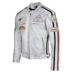 PRO FUTURE Motorradjacke aus Leder für Herren ASPIDEX Vintage Custom & Café Race Harley Stil, grau, XXXXXXL von PRO FUTURE