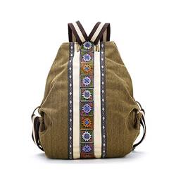 Ethnico Canvas Rucksack für Damen Hippie Umhängetasche Bohemian Style Rucksack für Mädchen, Militärgrün, Talla única, Elegant von PROCTER