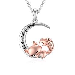 PROESS 925 Sterling Silber Fuchs Anhänger Halskette Fuchs Geschenke für Fuchs Sliebhaber Mädchen Frauen von PROESS