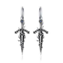 PROESS 925 Sterling Silber Mittelalter Schwerter Ohrringe Dolch Kreuzmesser Ohrringe für Frauen, Mädchen, Jungen, Männer von PROESS