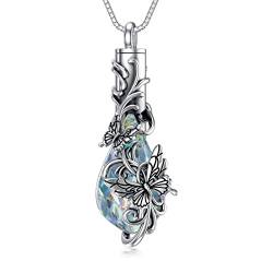 PROESS 925 Sterling Silber Schmetterling Feuerbestattung Halskette für Asche Weiße Träne Kristall Urne Halskette für Asche für Frauen Gedenkschmuck von PROESS