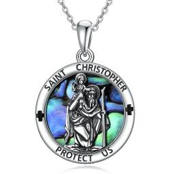 PROESS 925 Sterling Silber St. Christopher Halskette für Männer Frauen Christopher Anhänger Erzengel Medaille Schützen Sie uns Schmuck Geschenke von PROESS