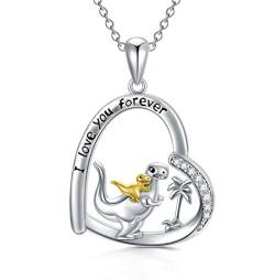 PROESS Dino Kette Dinosaurier Halskette 925 Sterling Silber Dinosaurier Anhänger für Mutter und Tochter Geburtstag Muttertag Schmuck Geschenke für Mama Tochter Damen von PROESS